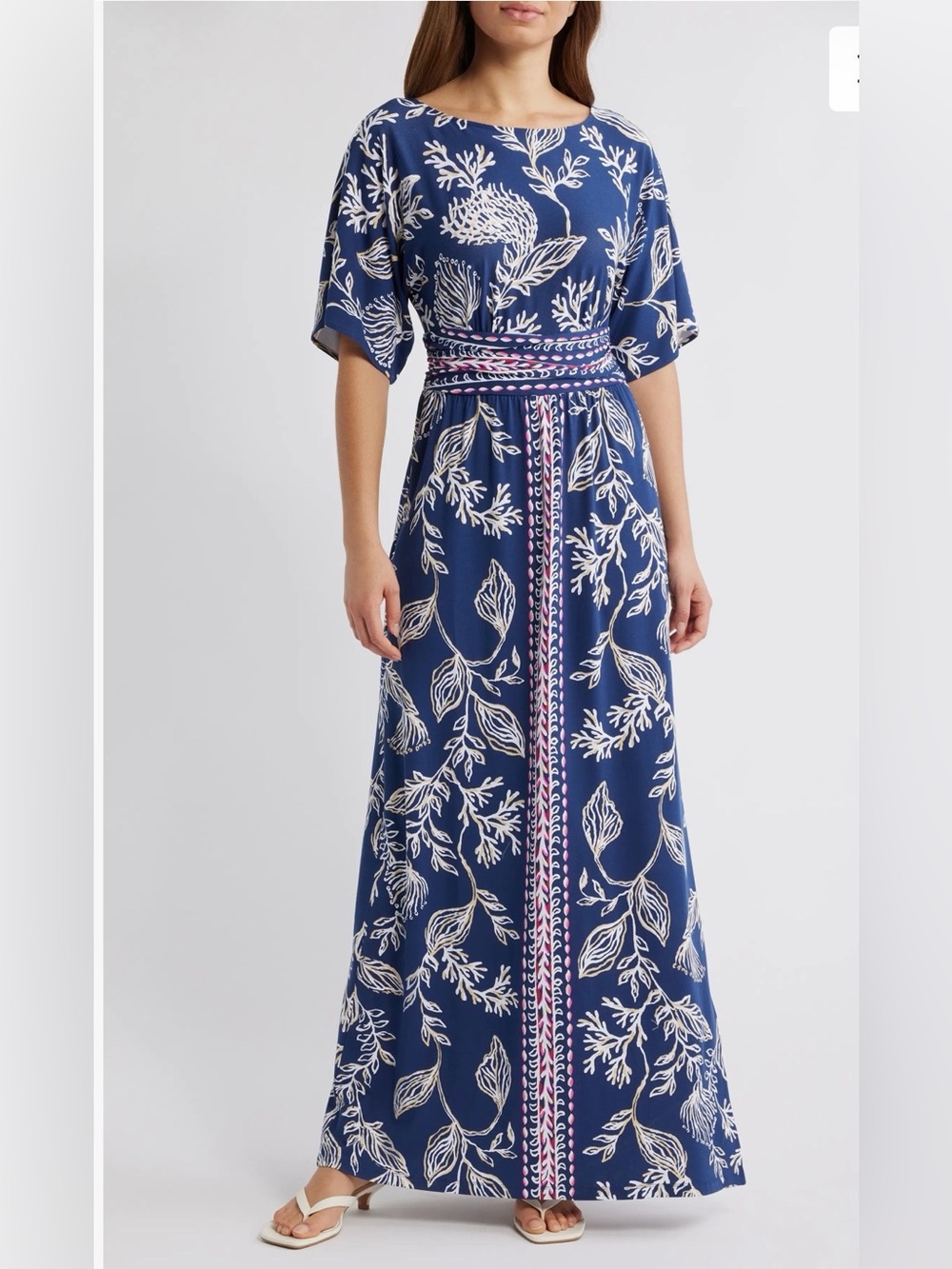 Lilly Pulitzer Parigi Boat Neck Maxi Dress - Large - Navy & White